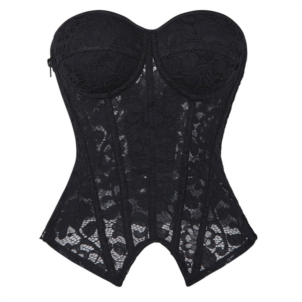 Boning Corset Steel - 섹시한 메쉬 코르셋 캐미솔 탑 내장형