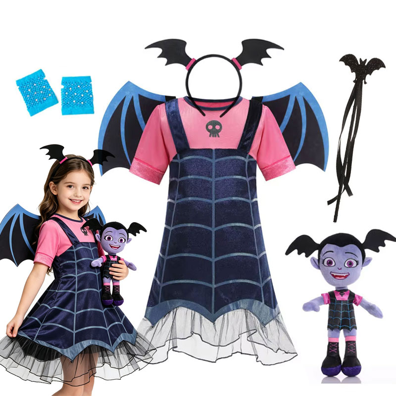 어린이 여자아이 흡혈귀 박쥐 할로윈 코스튬 드레스 세트 - Cosplay Bat Prop 리뷰 및 가격